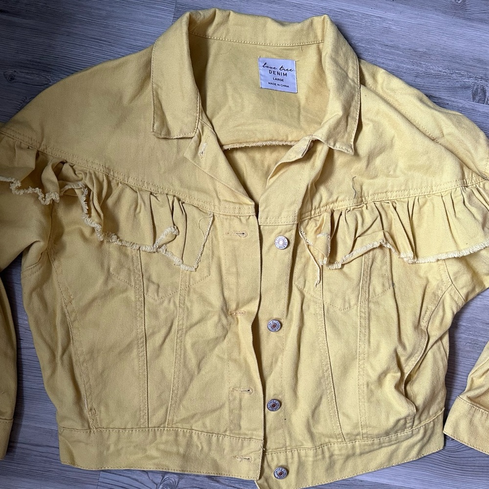 Ruffle Yellow Jean Jacket